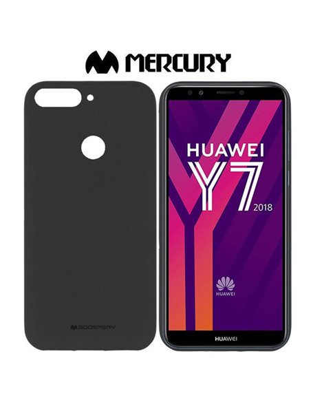 CUSTODIA per HUAWEI Y7 2018, Y7 PRIME 2018, Y7 PRO 2018, HONOR 7C IN GEL TPU SILICONE COLORE NERO ALTA QUALITA' MERCURY SOFT