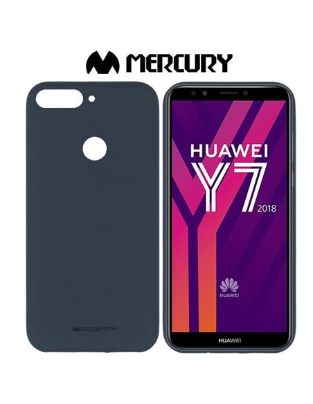 CUSTODIA per HUAWEI Y7 2018, Y7 PRIME 2018, Y7 PRO 2018, HONOR 7C IN GEL TPU SILICONE BLU SCURO ALTA QUALITA' MERCURY SOFT