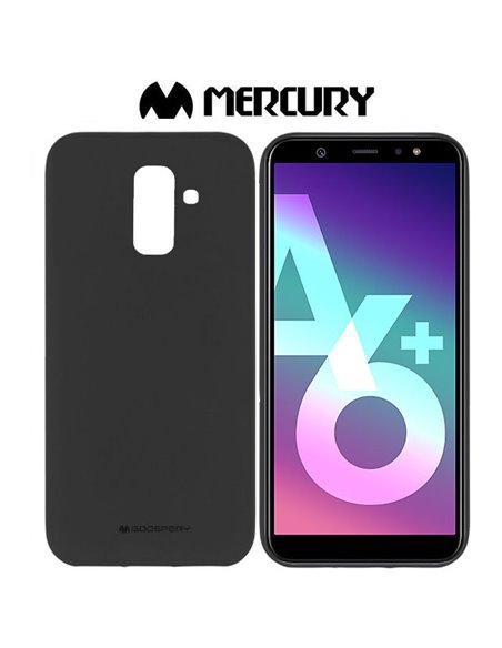 CUSTODIA per SAMSUNG GALAXY A6 PLUS 2018 (SM-A605) IN GEL TPU SILICONE COLORE NERO ALTA QUALITA' MERCURY SOFT BLISTER