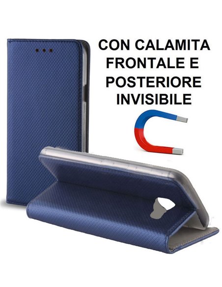 CUSTODIA per SAMSUNG GALAXY J4 2018 (SM-J400F) - FLIP ORIZZONTALE CON CHIUSURA MAGNETICA INVISIBILE ED INTERNO IN TPU BLU