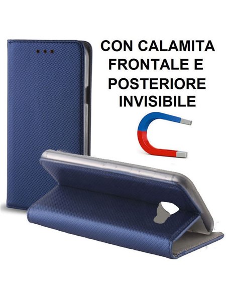 CUSTODIA per SAMSUNG GALAXY J4 2018 (SM-J400F) - FLIP ORIZZONTALE CON CHIUSURA MAGNETICA INVISIBILE ED INTERNO IN TPU BLU