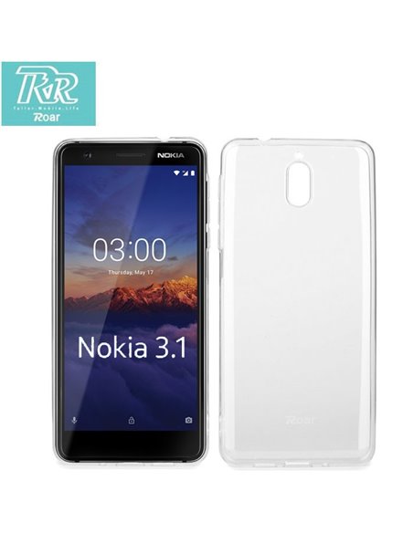 CUSTODIA per NOKIA 3.1 (5.2') IN GEL TPU SILICONE TRASPARENTE ALTA QUALITA' ROAR COLORFUL