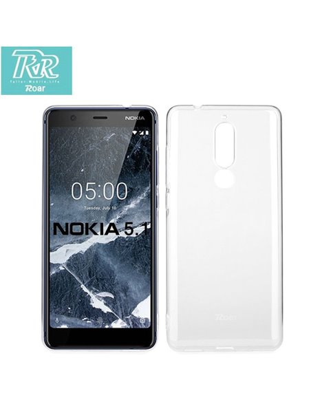 CUSTODIA per NOKIA 5.1 (5.5') IN GEL TPU SILICONE TRASPARENTE ALTA QUALITA' ROAR COLORFUL