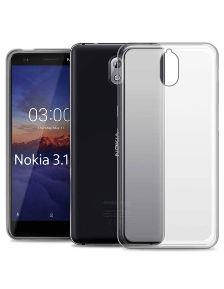 CUSTODIA per NOKIA 3.1 (5.2') IN GEL TPU SILICONE COLORE BIANCO TRASPARENTE