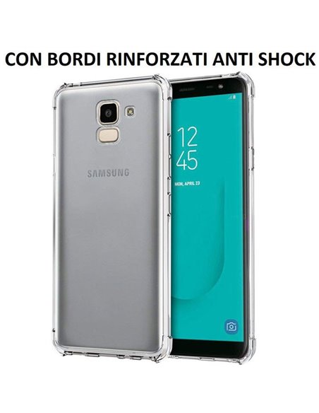 CUSTODIA per SAMSUNG GALAXY J6 2018 (SM-J600F) IN GEL TPU SILICONE TRASPARENTE SLIM 0,5mm CON BORDI RINFORZATI ANTI SHOCK