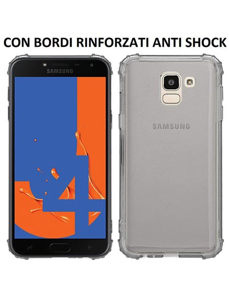 CUSTODIA per SAMSUNG GALAXY J4 2018 (SM-J400F) IN GEL TPU SILICONE TRASPARENTE SLIM 0,5mm CON BORDI RINFORZATI ANTI SHOCK