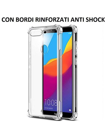 CUSTODIA per HUAWEI Y7 2018, Y7 PRIME 2018, HONOR 7C IN GEL TPU SILICONE TRASPARENTE SLIM 0,5mm CON BORDI RINFORZATI ANTI SHOCK