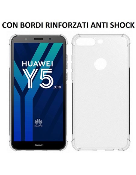 CUSTODIA per HUAWEI Y5 2018, Y5 PRIME 2018, HONOR 7S IN GEL TPU SILICONE TRASPARENTE SLIM 0,5mm CON BORDI RINFORZATI ANTI SHOCK