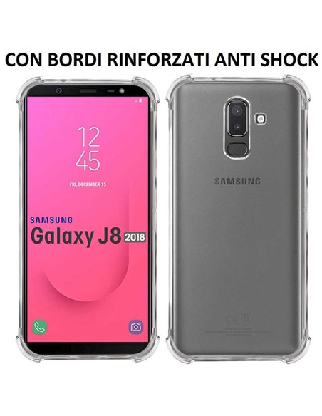 CUSTODIA per SAMSUNG GALAXY J8 2018 (SM-J810) IN GEL TPU SILICONE TRASPARENTE SLIM 0,5mm CON BORDI RINFORZATI ANTI SHOCK