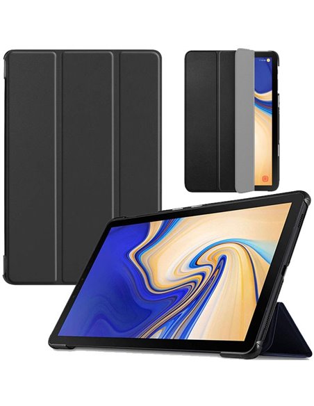 CUSTODIA per SAMSUNG GALAXY TAB S4 (10.5') SM-T830, SM-T835 - FLIP ORIZZONTALE SIMILPELLE CON STAND COLORE NERO