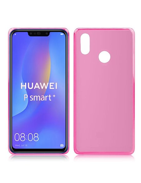 CUSTODIA per HUAWEI P SMART PLUS, NOVA 3i IN GEL TPU SILICONE COLORE ROSA TRASPARENTE