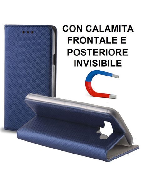 CUSTODIA per SAMSUNG GALAXY NOTE 9 (SM-N960) - FLIP ORIZZONTALE CON CHIUSURA MAGNETICA INVISIBILE ED INTERNO IN TPU COLORE BLU