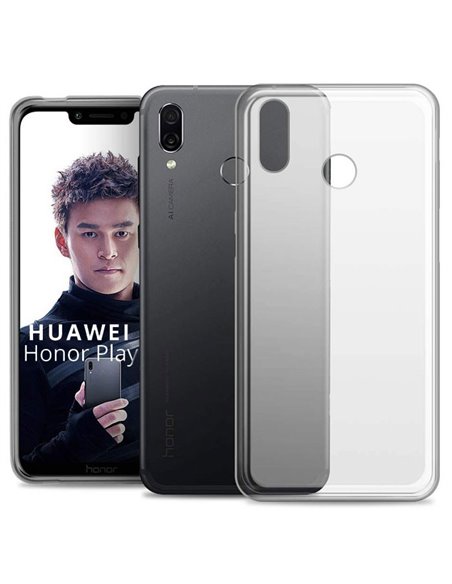 CUSTODIA per HUAWEI HONOR PLAY IN GEL TPU SILICONE COLORE BIANCO TRASPARENTE