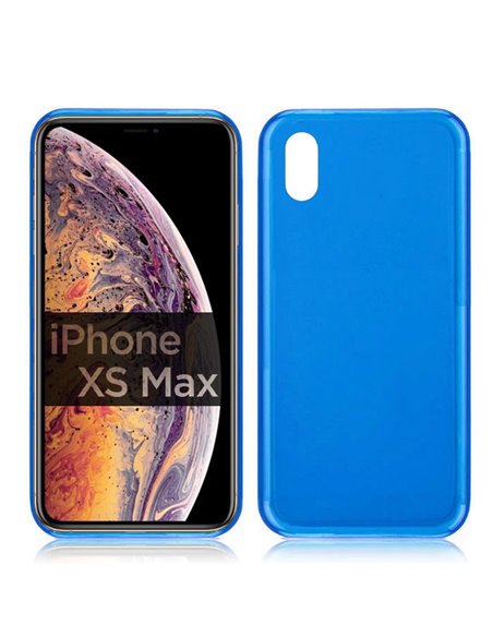 CUSTODIA per APPLE IPHONE XS MAX (6.5') IN GEL TPU SILICONE COLORE BLU TRASPARENTE