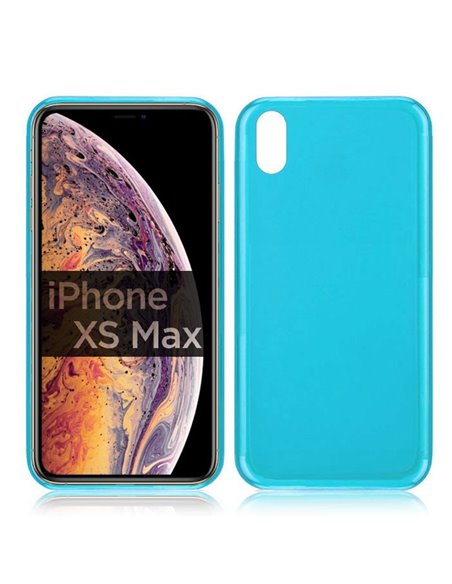 CUSTODIA per APPLE IPHONE XS MAX (6.5') IN GEL TPU SILICONE COLORE AZZURRO TRASPARENTE