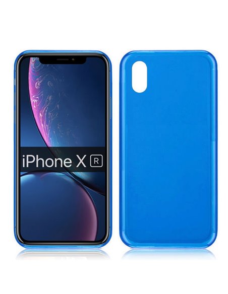 CUSTODIA per APPLE IPHONE XR (6.1') IN GEL TPU SILICONE COLORE BLU TRASPARENTE