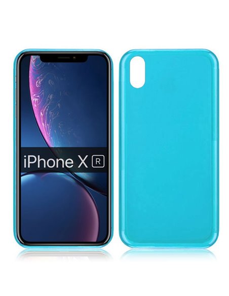 CUSTODIA per APPLE IPHONE XR (6.1') IN GEL TPU SILICONE COLORE AZZURRO TRASPARENTE