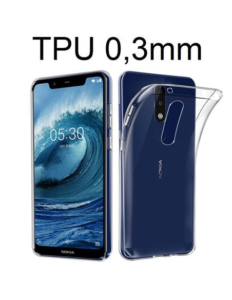 CUSTODIA per NOKIA 5.1 PLUS, X5 2018 (5.86') IN GEL TPU SILICONE ULTRA SLIM 0,3mm TRASPARENTE