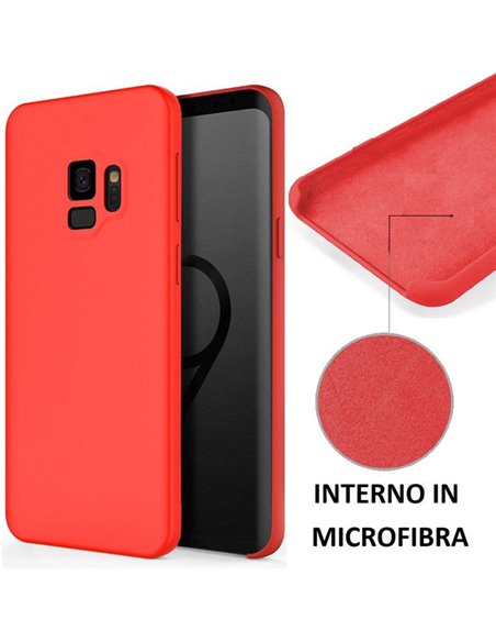 CUSTODIA per SAMSUNG GALAXY S9 (SM-G960) IN SILICONE CON EFFETTO SOFT TOUCH ED INTERNO IN MICROFIBRA COLORE ROSSO