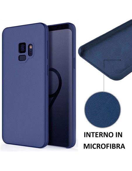 CUSTODIA per SAMSUNG GALAXY S9 (SM-G960) IN SILICONE CON EFFETTO SOFT TOUCH ED INTERNO IN MICROFIBRA COLORE BLU