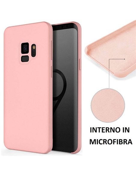 CUSTODIA per SAMSUNG GALAXY S9 (SM-G960) IN SILICONE CON EFFETTO SOFT TOUCH ED INTERNO IN MICROFIBRA COLORE ROSA