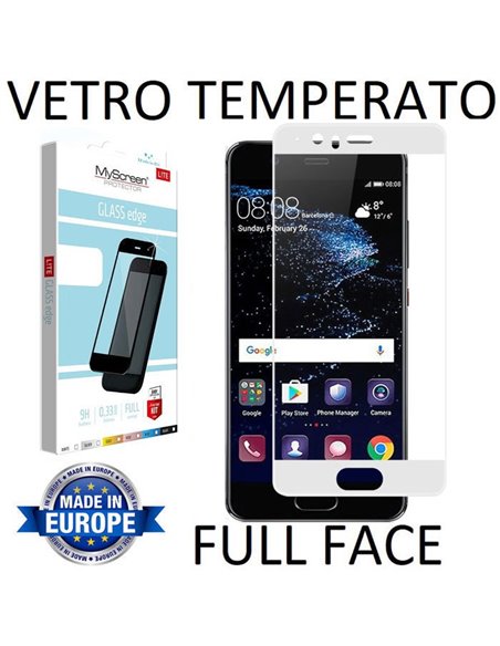 PELLICOLA per HUAWEI P10 IN VETRO TEMPERATO FULL FACE 9H 0,33mm CON CORNICE COLORE BIANCO MYSCREEN LITE BLISTER