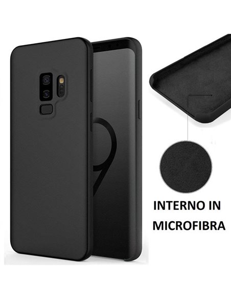 CUSTODIA per SAMSUNG GALAXY S9 PLUS (SM-G965) IN SILICONE CON EFFETTO SOFT TOUCH ED INTERNO IN MICROFIBRA COLORE NERO