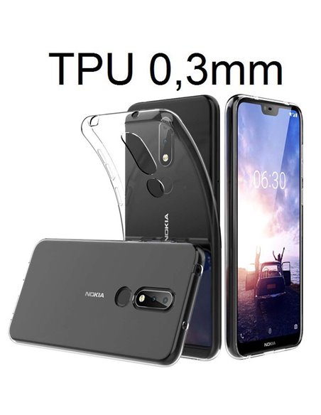 CUSTODIA per NOKIA 6.1 PLUS, NOKIA X6 2018 IN GEL TPU SILICONE ULTRA SLIM 0,3mm TRASPARENTE