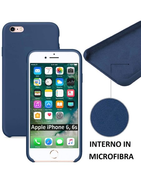 CUSTODIA per APPLE IPHONE 6, IPHONE 6S (4.7' POLLICI) IN SILICONE CON EFFETTO SOFT TOUCH ED INTERNO IN MICROFIBRA COLORE BLU