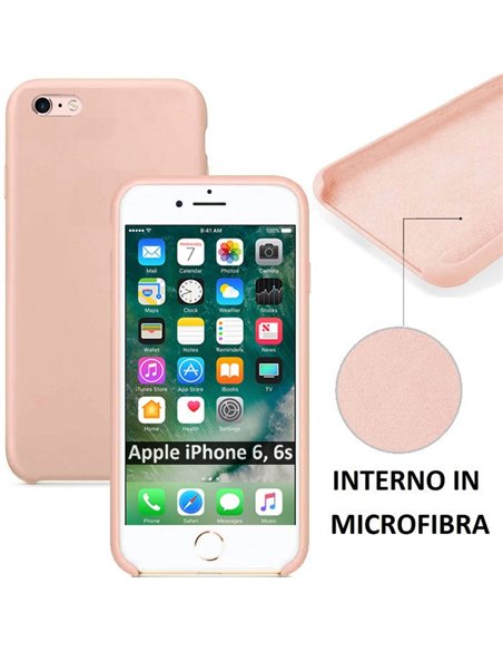 CUSTODIA per APPLE IPHONE 6, IPHONE 6S (4.7' POLLICI) IN SILICONE CON EFFETTO SOFT TOUCH ED INTERNO IN MICROFIBRA COLORE ROSA