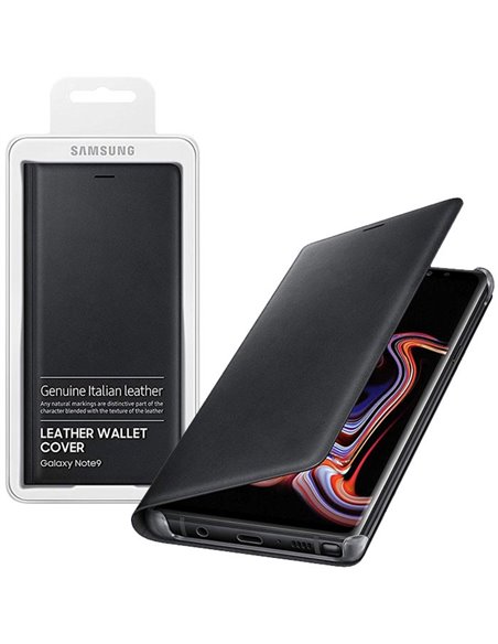 CUSTODIA per SAMSUNG GALAXY NOTE 9 (SM-N960) - LEATHER WALLET COVER ORIGINALE COLORE NERO EF-WN960LBEGWW BLISTER