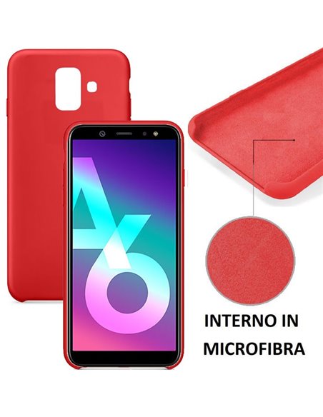 CUSTODIA per SAMSUNG GALAXY A6 2018 (SM-A600) IN SILICONE CON EFFETTO SOFT TOUCH ED INTERNO IN MICROFIBRA COLORE ROSSO