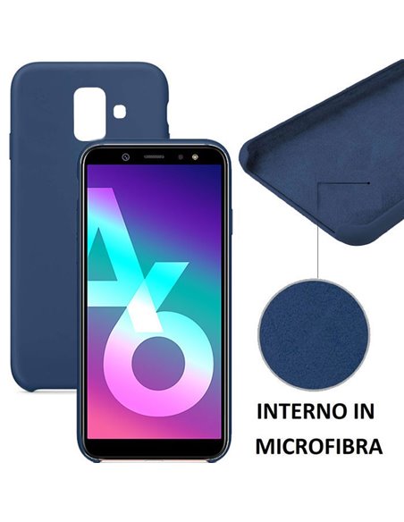 CUSTODIA per SAMSUNG GALAXY A6 2018 (SM-A600) IN SILICONE CON EFFETTO SOFT TOUCH ED INTERNO IN MICROFIBRA COLORE BLU