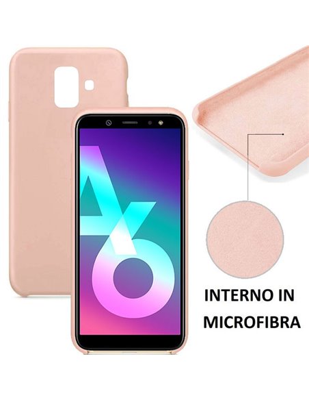 CUSTODIA per SAMSUNG GALAXY A6 2018 (SM-A600) IN SILICONE CON EFFETTO SOFT TOUCH ED INTERNO IN MICROFIBRA COLORE ROSA