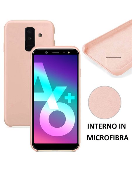 CUSTODIA per SAMSUNG GALAXY A6 PLUS 2018 (SM-A605) IN SILICONE CON EFFETTO SOFT TOUCH ED INTERNO IN MICROFIBRA COLORE ROSA