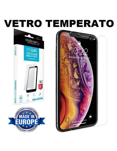 PELLICOLA per APPLE IPHONE XS MAX, IPHONE 11 PRO MAX (6.5') - PROTEGGI DISPLAY IN VETRO TEMPERATO 9H 0,33mm MYSCREEN LITE BLISTE