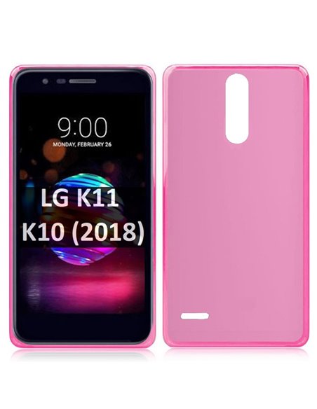 CUSTODIA per LG K11, K10 (2018) IN GEL TPU SILICONE COLORE ROSA TRASPARENTE