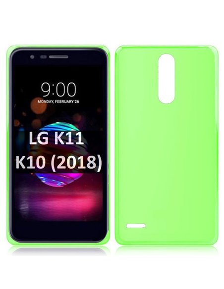 CUSTODIA per LG K11, K10 (2018) IN GEL TPU SILICONE COLORE VERDE TRASPARENTE