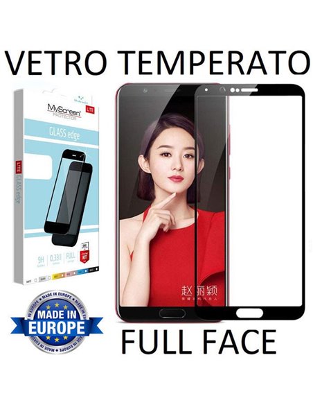 PELLICOLA per HUAWEI HONOR 9 PRO, HONOR VIEW 10 IN VETRO TEMPERATO FULL FACE 9H 0,33mm CON CORNICE NERA MYSCREEN LITE