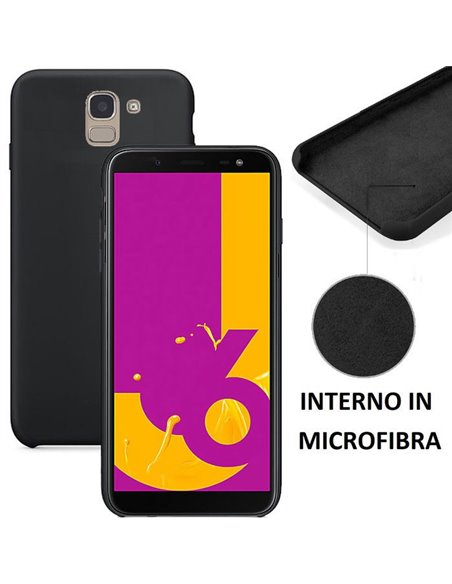 CUSTODIA per SAMSUNG GALAXY J6 2018 (SM-J600F) IN SILICONE CON EFFETTO SOFT TOUCH ED INTERNO IN MICROFIBRA COLORE NERO