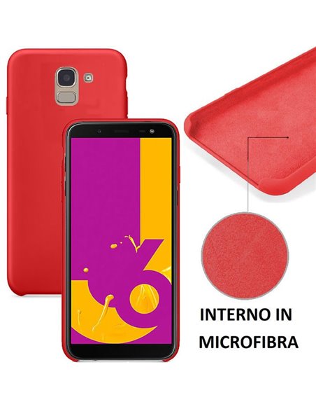 CUSTODIA per SAMSUNG GALAXY J6 2018 (SM-J600F) IN SILICONE CON EFFETTO SOFT TOUCH ED INTERNO IN MICROFIBRA COLORE ROSSO