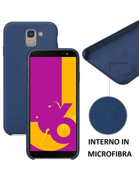 CUSTODIA per SAMSUNG GALAXY J6 2018 (SM-J600F) IN SILICONE CON EFFETTO SOFT TOUCH ED INTERNO IN MICROFIBRA COLORE BLU