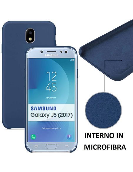 CUSTODIA per SAMSUNG SM-J530 GALAXY J5 (2017) IN SILICONE CON EFFETTO SOFT TOUCH ED INTERNO IN MICROFIBRA COLORE BLU