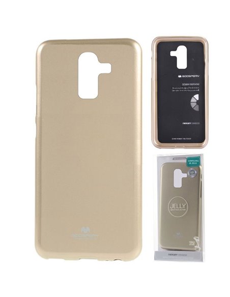 CUSTODIA per SAMSUNG GALAXY J8 2018 (SM-J810) IN GEL TPU SILICONE COLORE ORO LUCIDO CON GLITTER ALTA QUALITA' MERCURY BLISTER