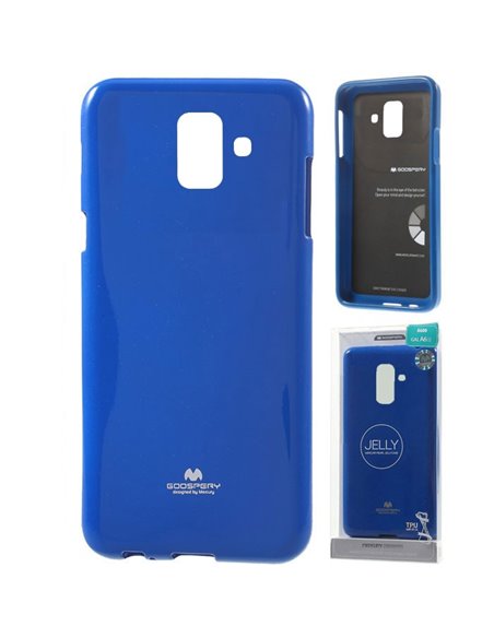 CUSTODIA per SAMSUNG GALAXY A6 2018 (SM-A600) IN GEL TPU SILICONE COLORE BLU LUCIDO CON GLITTER ALTA QUALITA' MERCURY