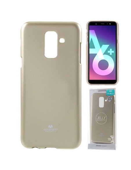 CUSTODIA per SAMSUNG GALAXY A6 PLUS 2018 (SM-A605) IN GEL TPU SILICONE COLORE ORO LUCIDO CON GLITTER ALTA QUALITA' MERCURY