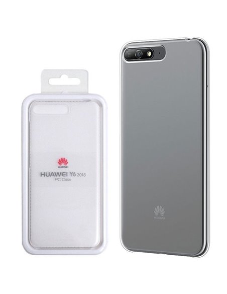 CUSTODIA ORIGINALE per HUAWEI Y6 2018 - BACK CASE POSTERIORE RIGIDA TRASPARENTE BLISTER