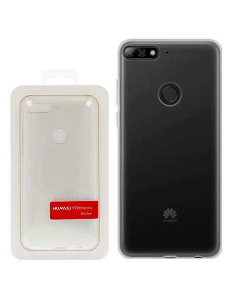 CUSTODIA ORIGINALE per HUAWEI Y7 2018, Y7 PRIME 2018, Y7 PRO 2018, HONOR 7C - TPU CASE TRASPARENTE BLISTER