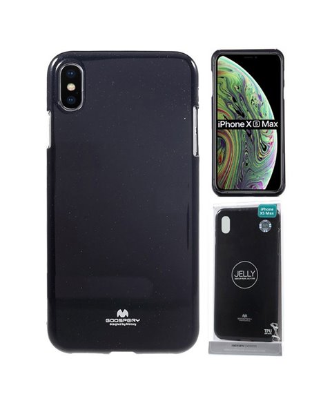 CUSTODIA per APPLE IPHONE XS MAX (6.5') IN GEL TPU SILICONE COLORE NERO LUCIDO ALTA QUALITA' MERCURY BLISTER