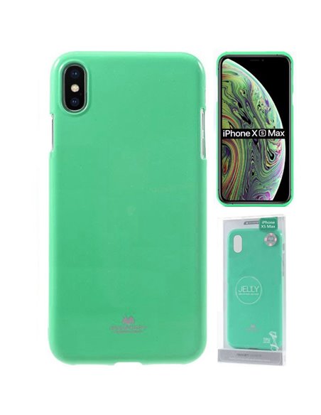 CUSTODIA per APPLE IPHONE XS MAX (6.5') IN GEL TPU SILICONE COLORE VERDE ACQUA LUCIDO ALTA QUALITA' MERCURY BLISTER